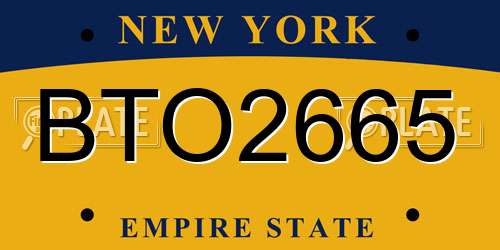 BTO2665 New York License Plate