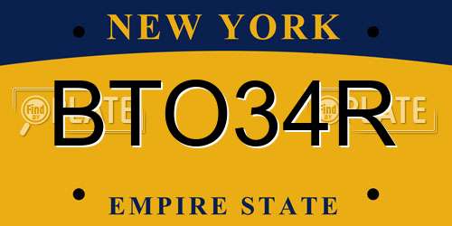 BTO34R New York License Plate