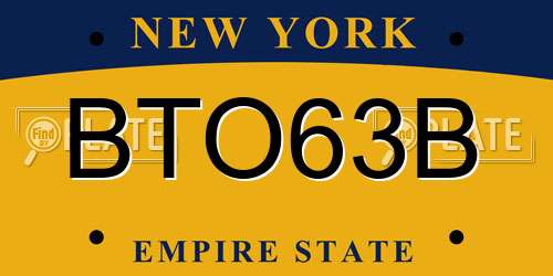 BTO63B New York License Plate