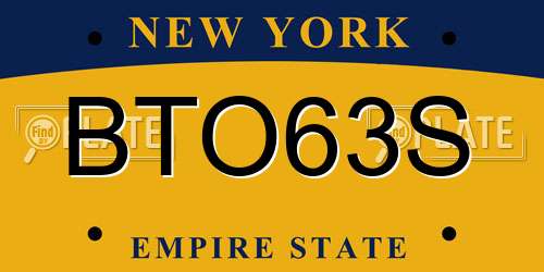 BTO63S New York License Plate