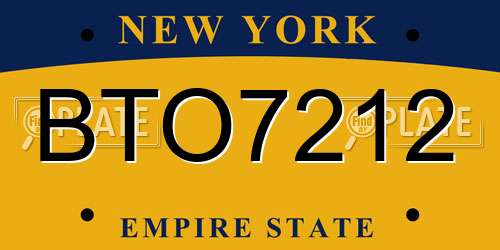 BTO7212 New York License Plate