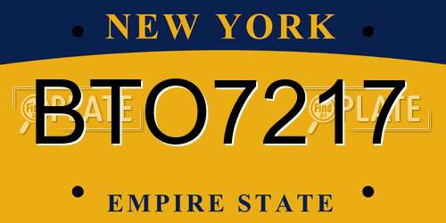 BTO7217 New York License Plate