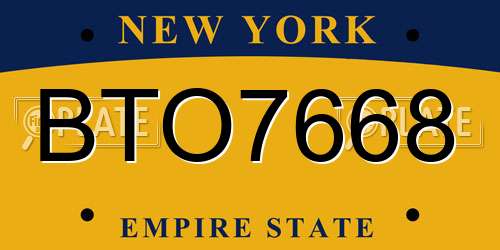 BTO7668 New York License Plate