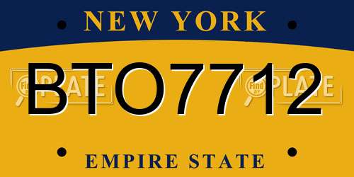 BTO7712 New York License Plate