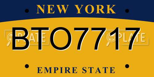 BTO7717 New York License Plate