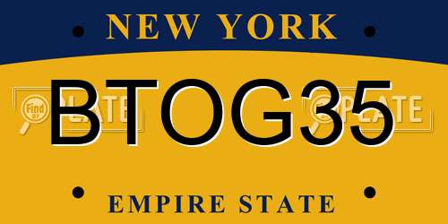 BTOG35 New York License Plate