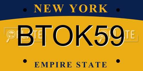BTOK59 New York License Plate