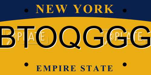 BTOQGGG New York License Plate