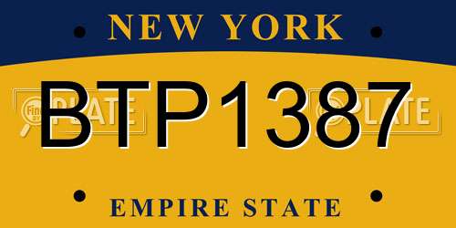 BTP1387 New York License Plate