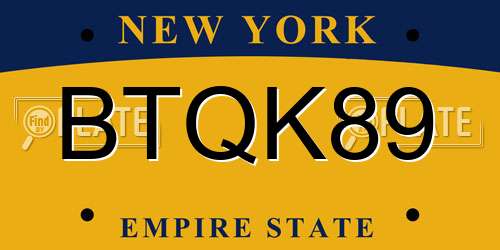 BTQK89 New York License Plate