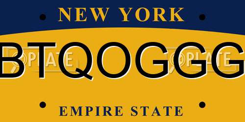 BTQOGGG New York License Plate
