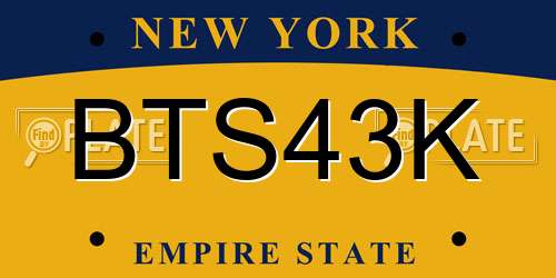 BTS43K New York License Plate