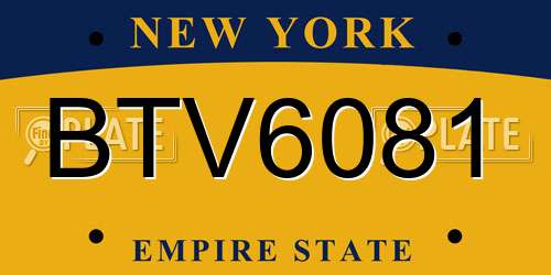 BTV6081 New York License Plate