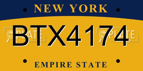 BTX4174 New York License Plate