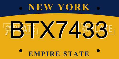 BTX7433 New York License Plate