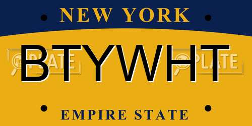 BTYWHT New York License Plate