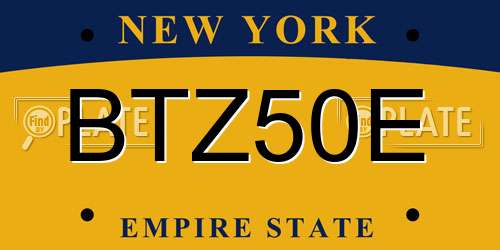 BTZ50E New York License Plate