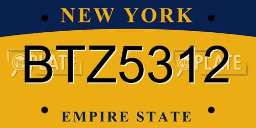 BTZ5312 New York License Plate