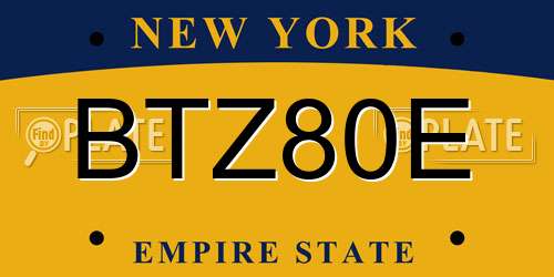 BTZ80E New York License Plate