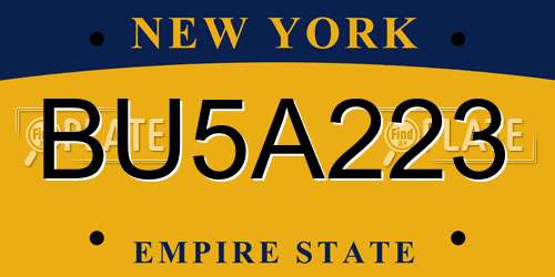 BU5A223 New York License Plate