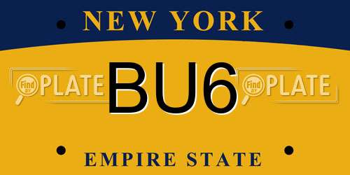 BU6 New York License Plate