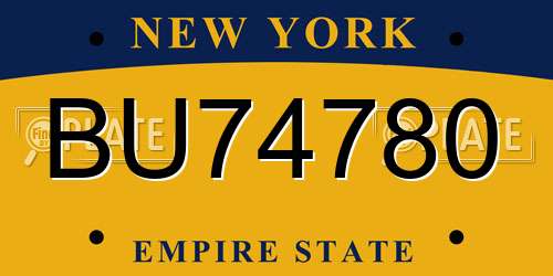 BU74780 New York License Plate