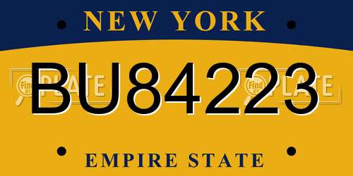 BU84223 New York License Plate