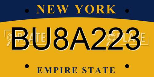 BU8A223 New York License Plate