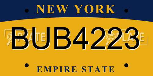 BUB4223 New York License Plate