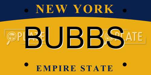 BUBBS New York License Plate