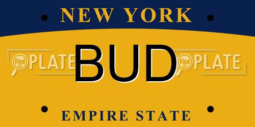 BUD New York License Plate
