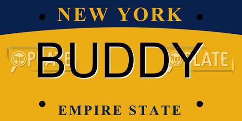 BUDDY New York License Plate