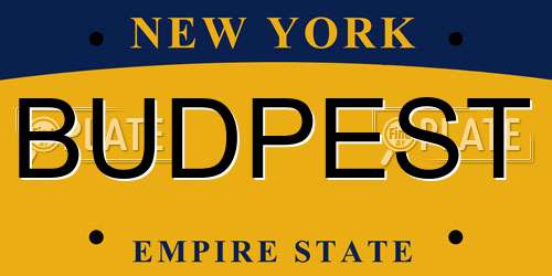 BUDPEST New York License Plate