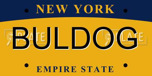 BULDOG New York License Plate