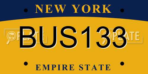 BUS133 New York License Plate
