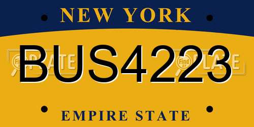 BUS4223 New York License Plate