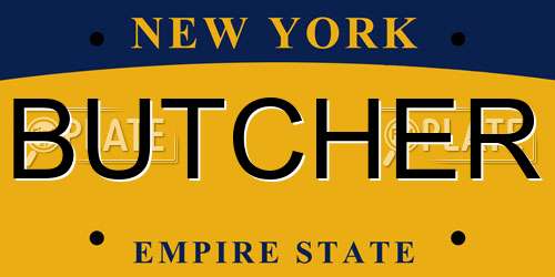 BUTCHER New York License Plate