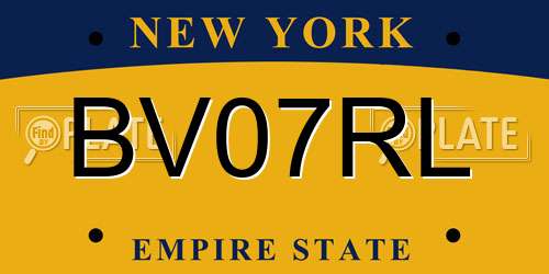 BV07RL New York License Plate
