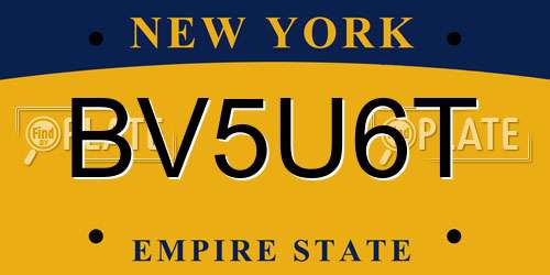 BV5U6T New York License Plate
