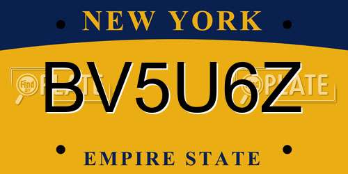 BV5U6Z New York License Plate