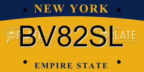 BV82SL New York License Plate