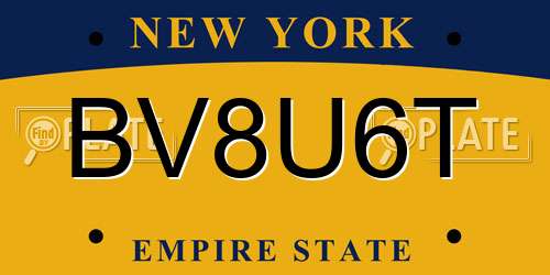 BV8U6T New York License Plate