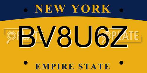 BV8U6Z New York License Plate