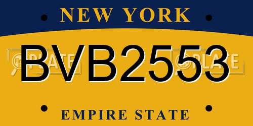 BVB2553 New York License Plate