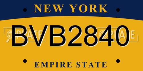 BVB2840 New York License Plate