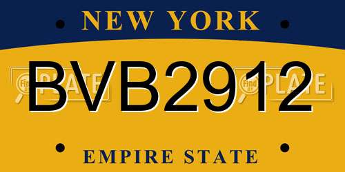 BVB2912 New York License Plate