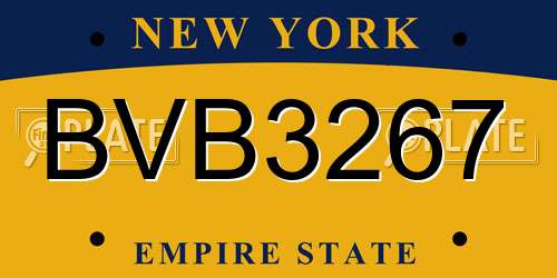 BVB3267 New York License Plate