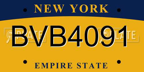 BVB4091 New York License Plate