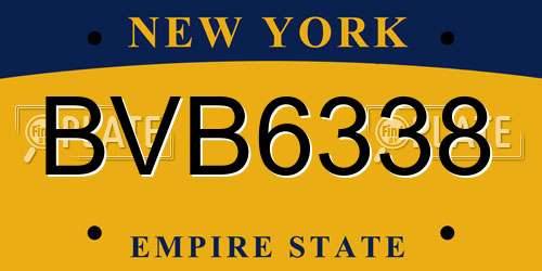 BVB6338 New York License Plate