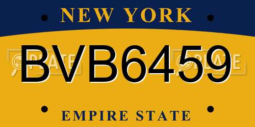 BVB6459 New York License Plate